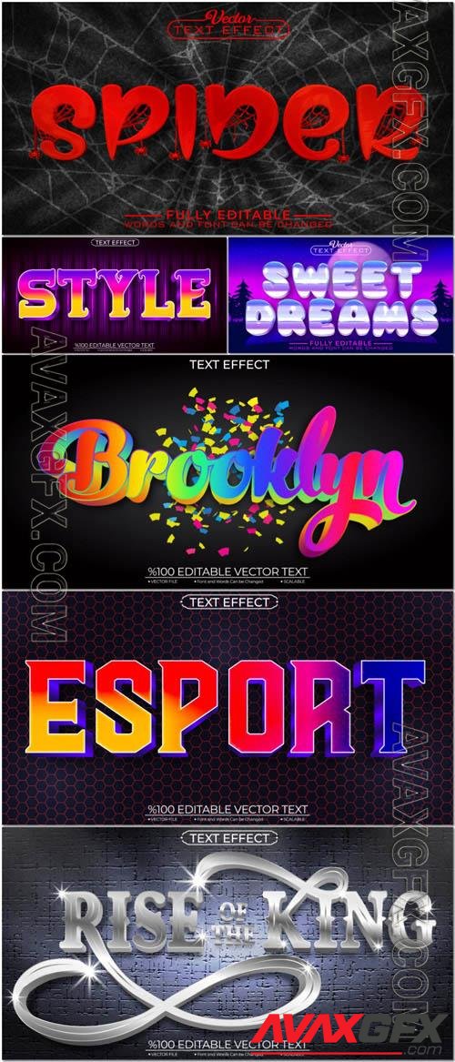 Vector 3d text editable, esport, spider, text effect font vol 43