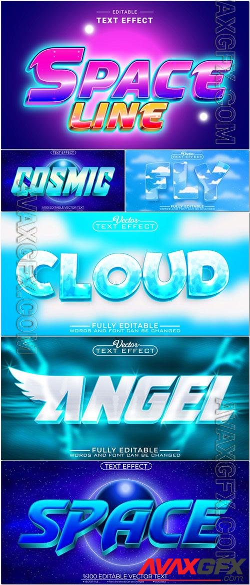 Vector 3d text editable, spase, cloud, text effect font vol 38