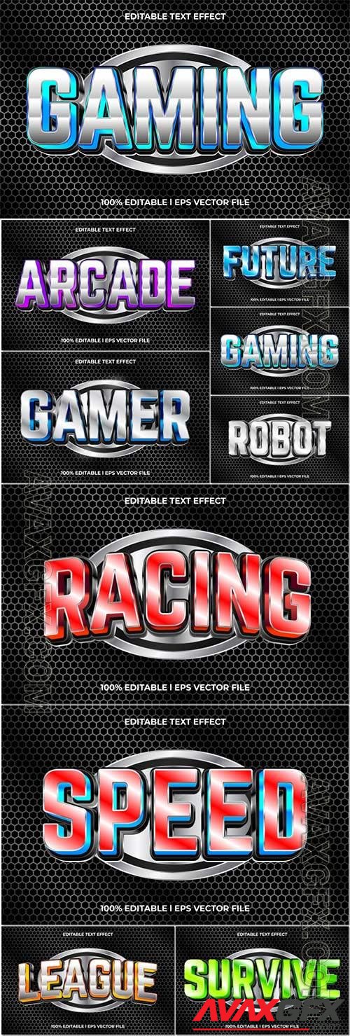 Vector 3d text editable, gamer, robot, text effect font vol 37