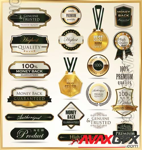 Vector luxury golden labels beautiful design  collection vol 6