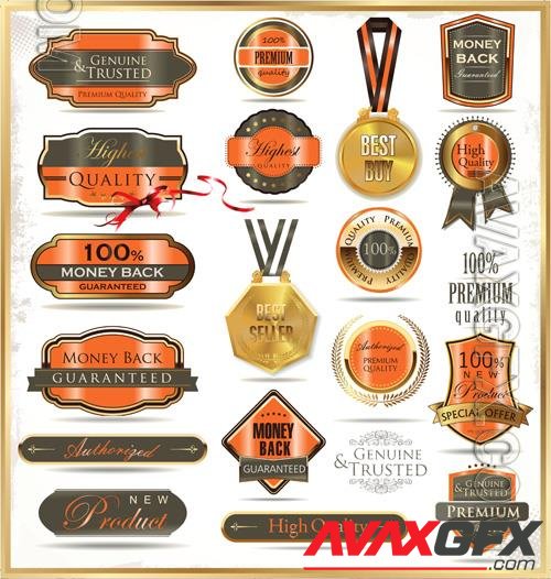 Vector luxury golden labels beautiful design  collection vol 3