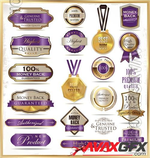Vector luxury golden labels beautiful design  collection vol 2