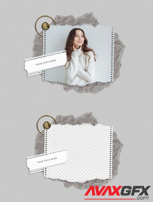 Mockup with Piece of Torn Paper and Gold Design Elements 540708796 [Adobestock]