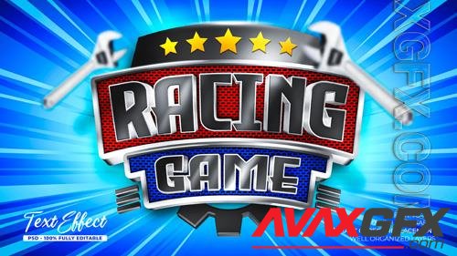 PSD racing game 3d custom text effect with 3d object and ornament automotive