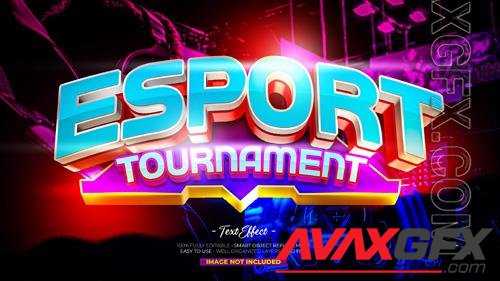 PSD esport tournament 3d custom text effect with 3d object trophy