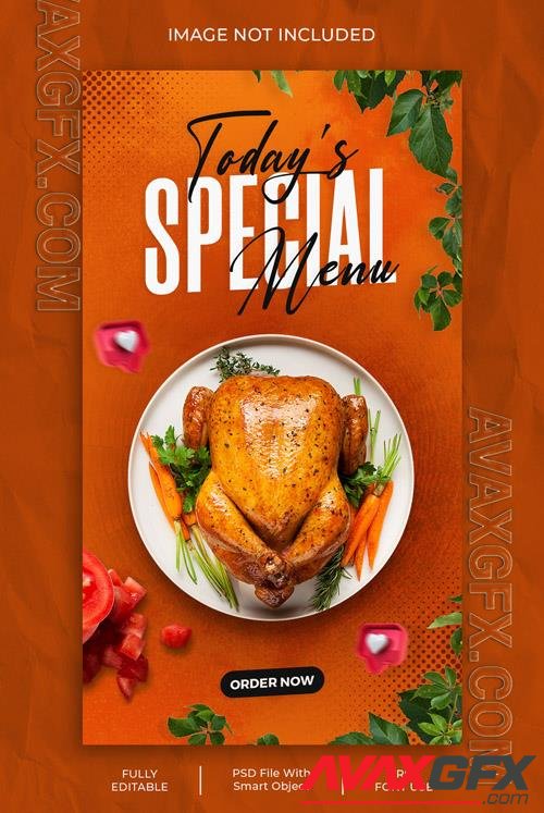 Psd thanksgiving chicken flyer food menu