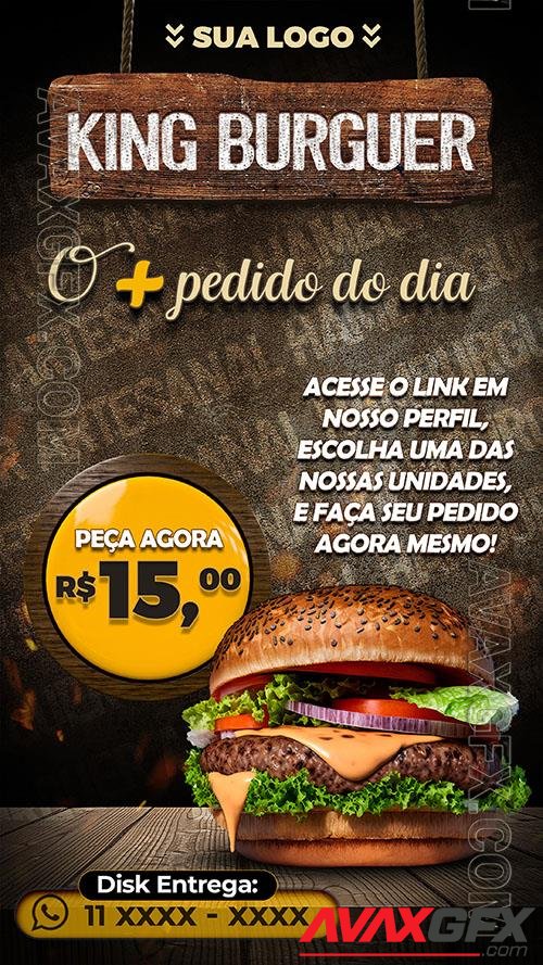 Psd story social media the most requested burguer flyer food menu