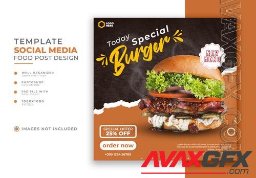 Psd burger food social media post, flyer food menu