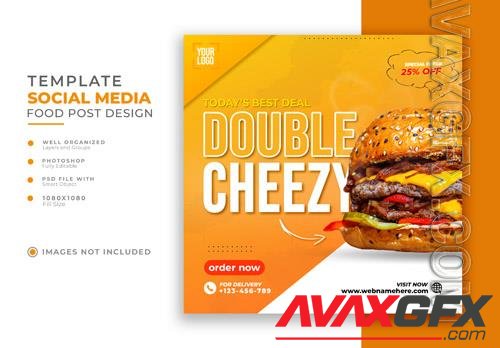 Psd double cheezy burger,  flyer food menu