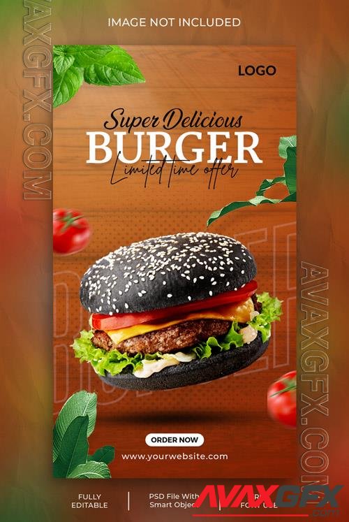 Psd delicious burger, flyer food menu