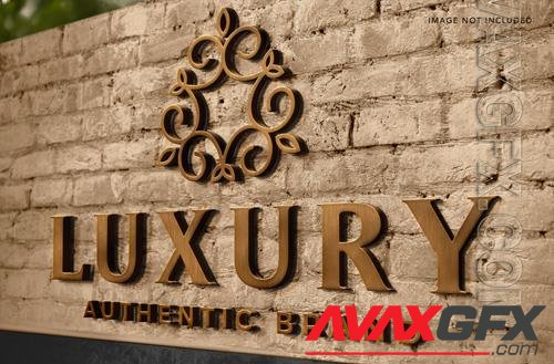 PSD 3d brick wall stylish metal logo mockup template design