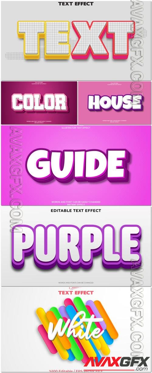 Vector 3d text editable, beautiful design
 collection text effect font vol 64