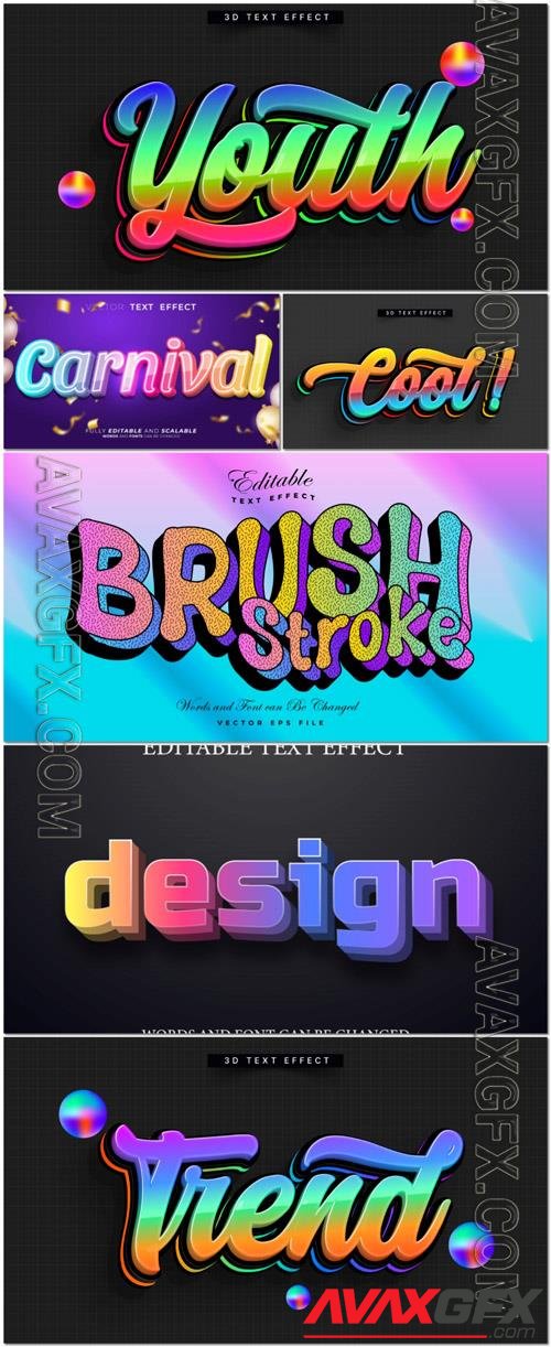 Vector 3d text editable, beautiful design
 collection text effect font vol 62