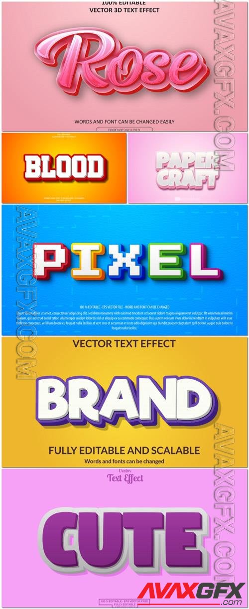 Vector 3d text editable, beautiful design  collection text effect font vol 57