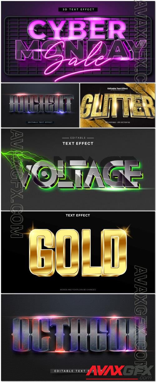 Vector 3d text editable, beautiful design  collection text effect font vol 55