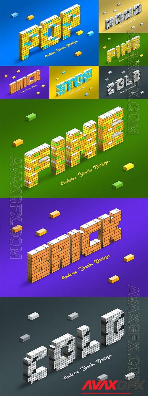 Bricks Text Effects Design  Psd