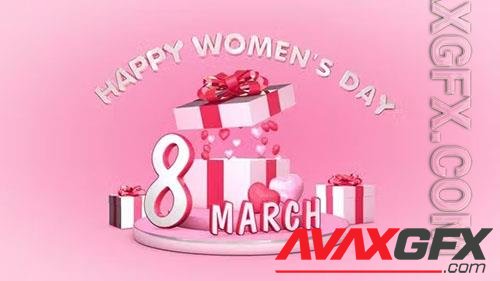 Happy Women's Day animated greeting with 3D text