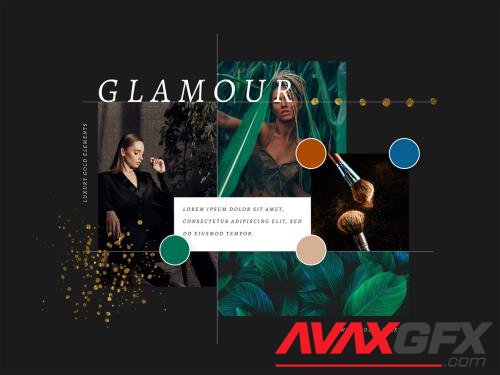 Glamour MoodBoard Mockup With Gold Design Elements 533900136 [Adobestock]