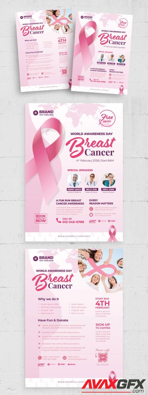 Breast Cancer Charity Flyer Poster with Pink Ribbon 524551770 [Adobestock]