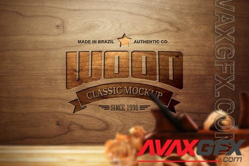 Logo psd wood wall mockup design template