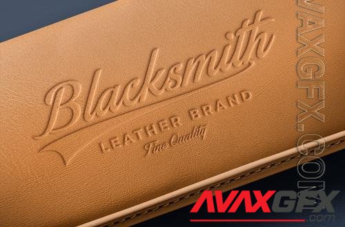 Logo psd embossed leather mockup design template