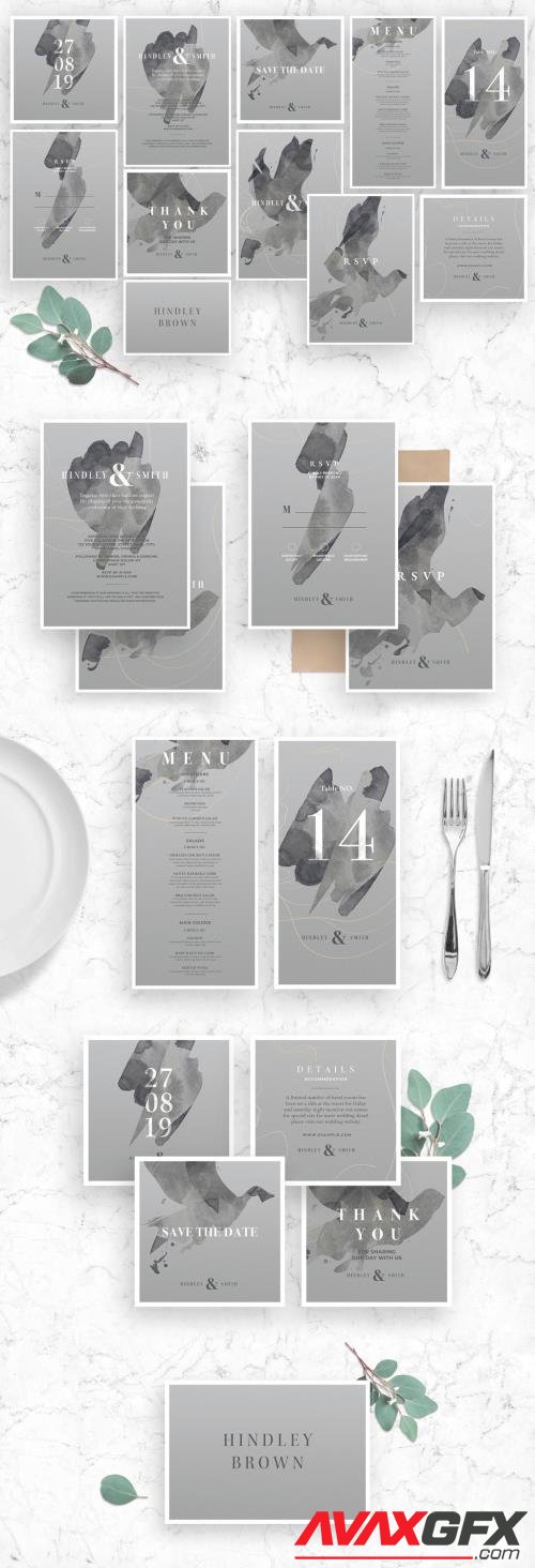 Gray Watercolor Wedding Invitation Stationery 512446364 [Adobestock]