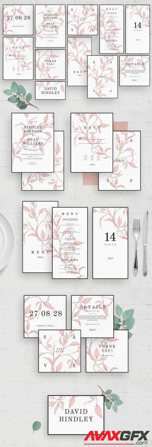Wedding Stationery with Ornate Pink Floral Illustrations 510699901 [Adobestock]