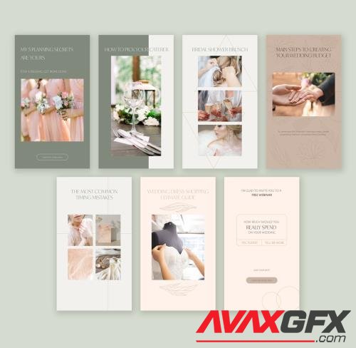 Wedding Industry Expert Story Layouts in Soothing Colors with Elegant Golden Details 508709575 [Adobestock]