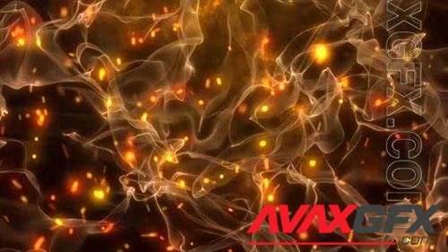 Abstract orange fiery transparent smoke with waves and sparks background video 4k 43727680