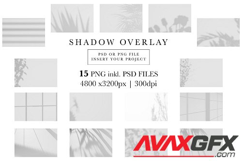 Bundle 15 Shadow Overlay, PNG & PSD File - 2456108