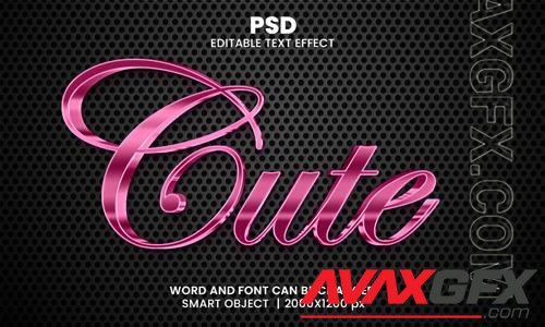 cute pink luxury 3d editable photoshop text effect style with modern background [PSD]