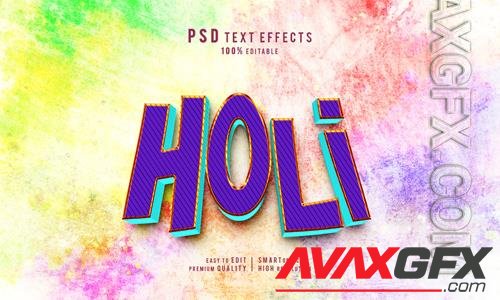 creative holi 3d editable text effects mockup template [PSD]