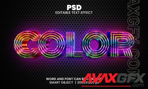 color 3d editable photoshop text effect style with modern background [PSD]