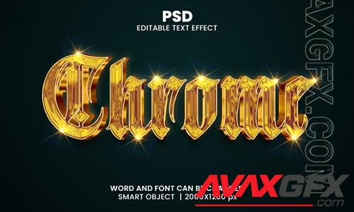 chrome golden 3d editable photoshop text effect style with modern background [PSD]