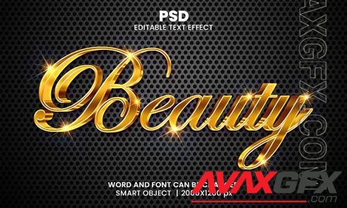 beauty luxury 3d editable photoshop text effect style with modern background [PSD]