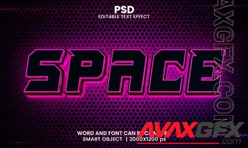 Space neon 3d editable photoshop text effect style with modern background [PSD]
