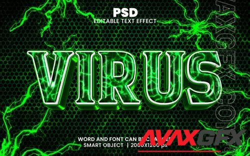 Virus 3d editable photoshop text effect style with modern background [PSD]