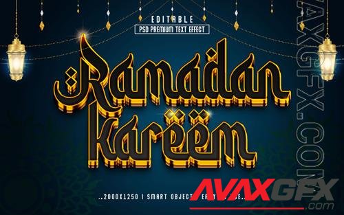 Ramadan kareem 3d editable text effect style template [PSD]