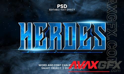 Heroes 3d editable photoshop text effect style with modern background [PSD]