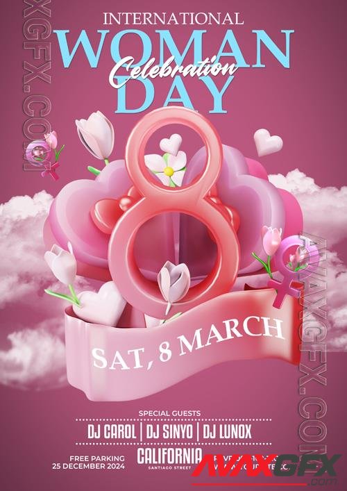 PSD international women day celebration flyer with crocus flowers [PSD]