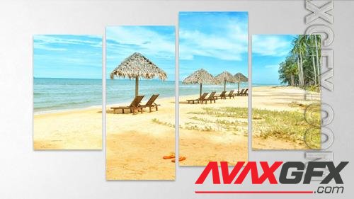 Photo collage wall canvas frame effect mockup [PSD]