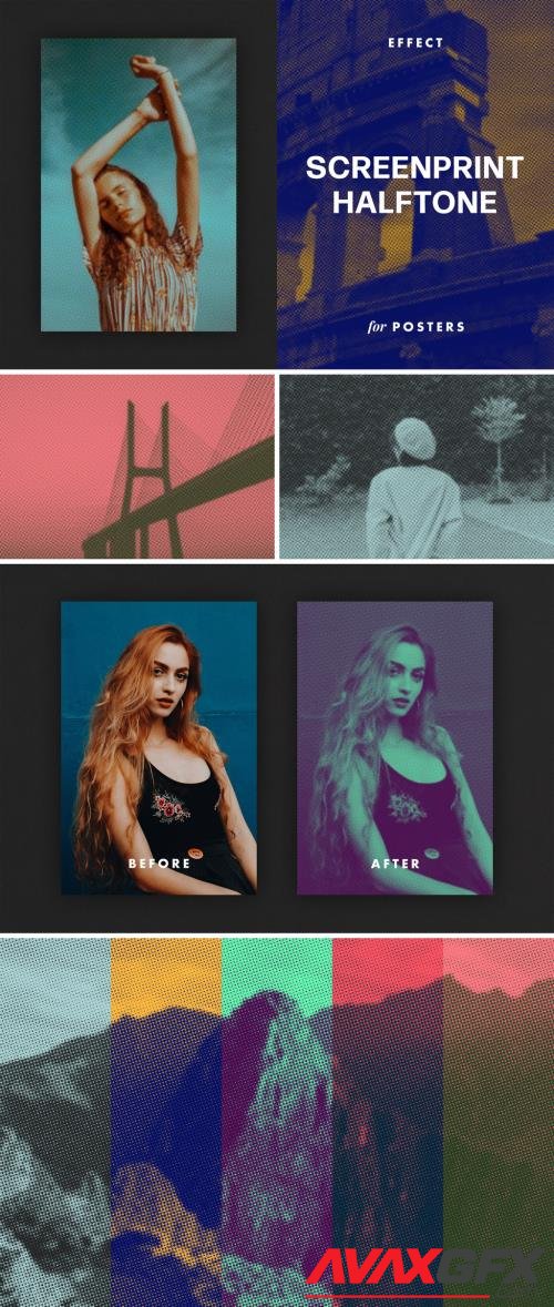 Screen Print Halftone Poster Photo Effect Mockup 502794308 [Adobestock]