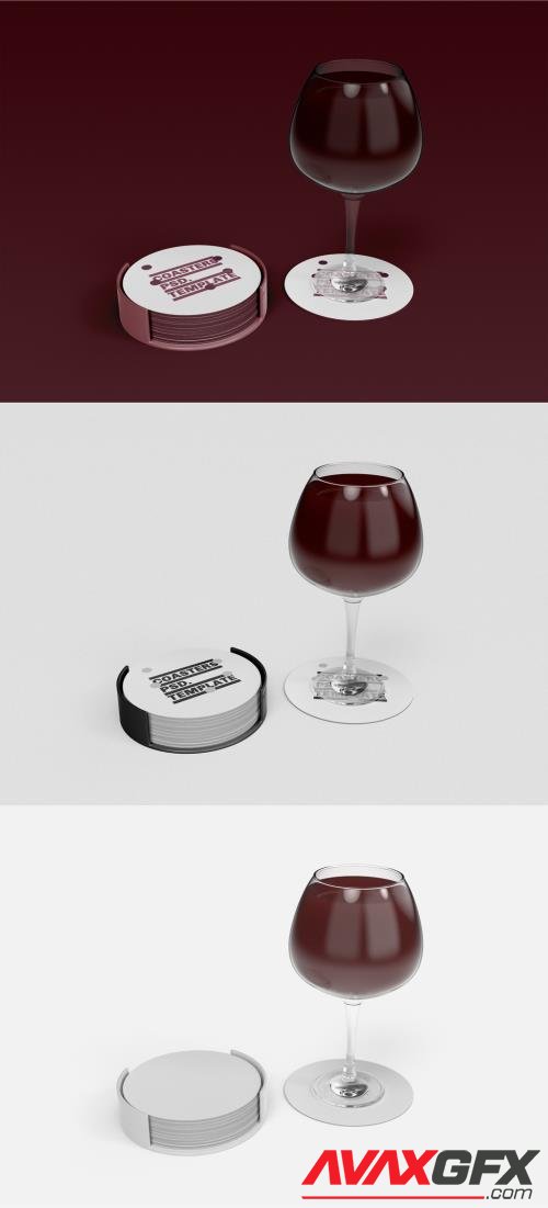 3D Wine Glass with Coasters Mockup 497793567 [Adobestock]