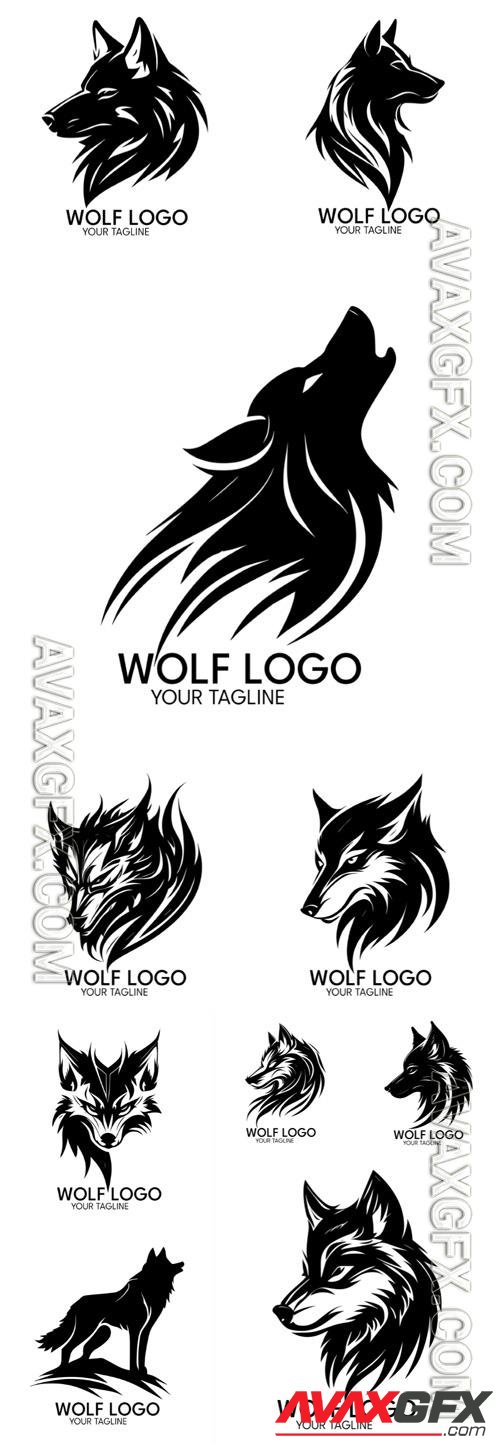 Wolf logo silhouette art vector template [EPS]