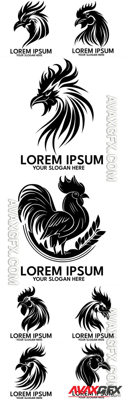 Rooster silhouette logo style vector illustration [EPS]