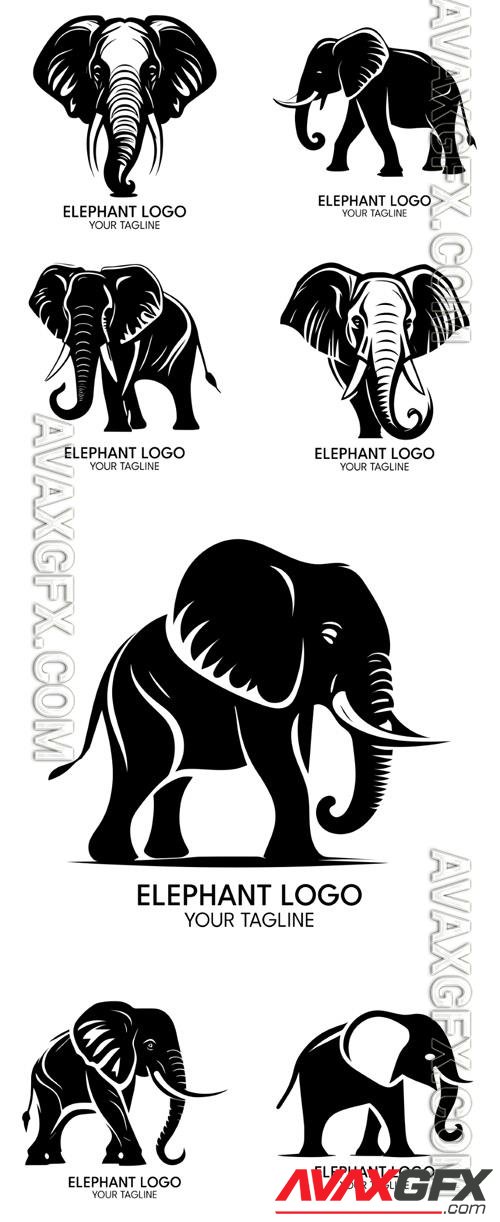 Elephant logo silhouette art vector template [EPS]
