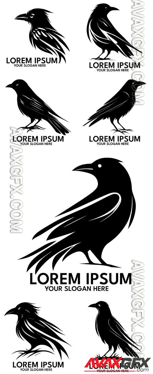 Crow silhouette logo style vector illustration [EPS]
