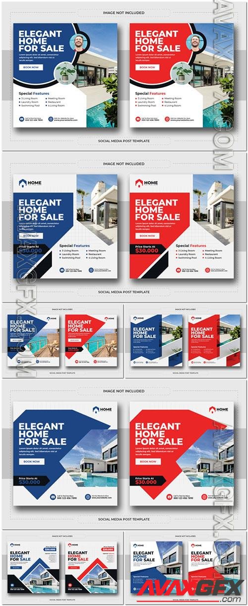 Real estate house property social media psd post and instagram post template[PSD]