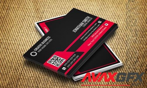 Modern business card with red abstraction template [PSD]