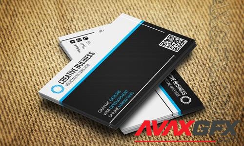 Elegant business card with blue template design  [PSD]